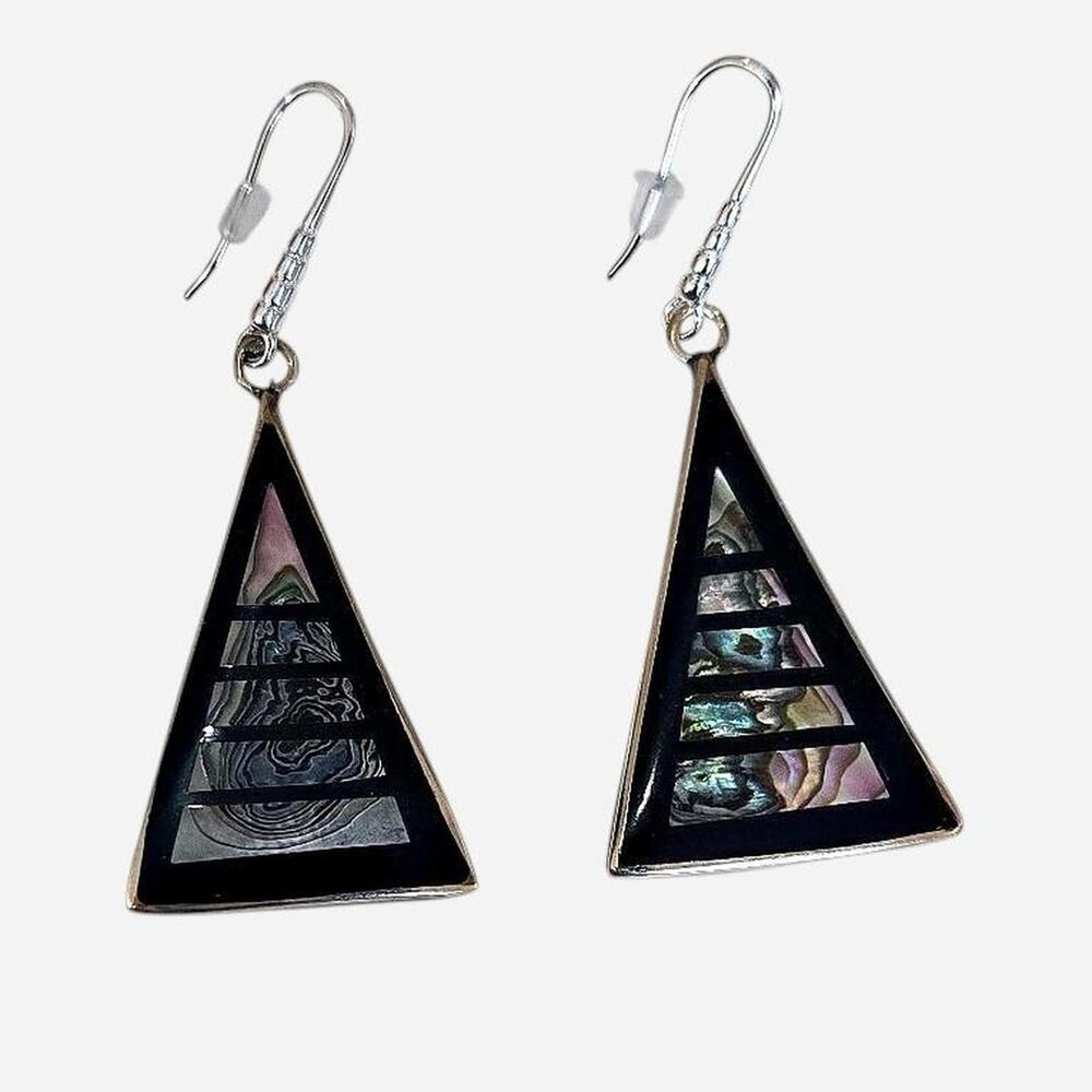 Mexican Geometric Abalone Drop Earrings